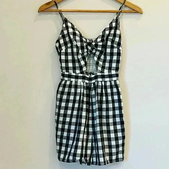 American Eagle Outfitters Pants - - American Eagle black and white gingham with romper